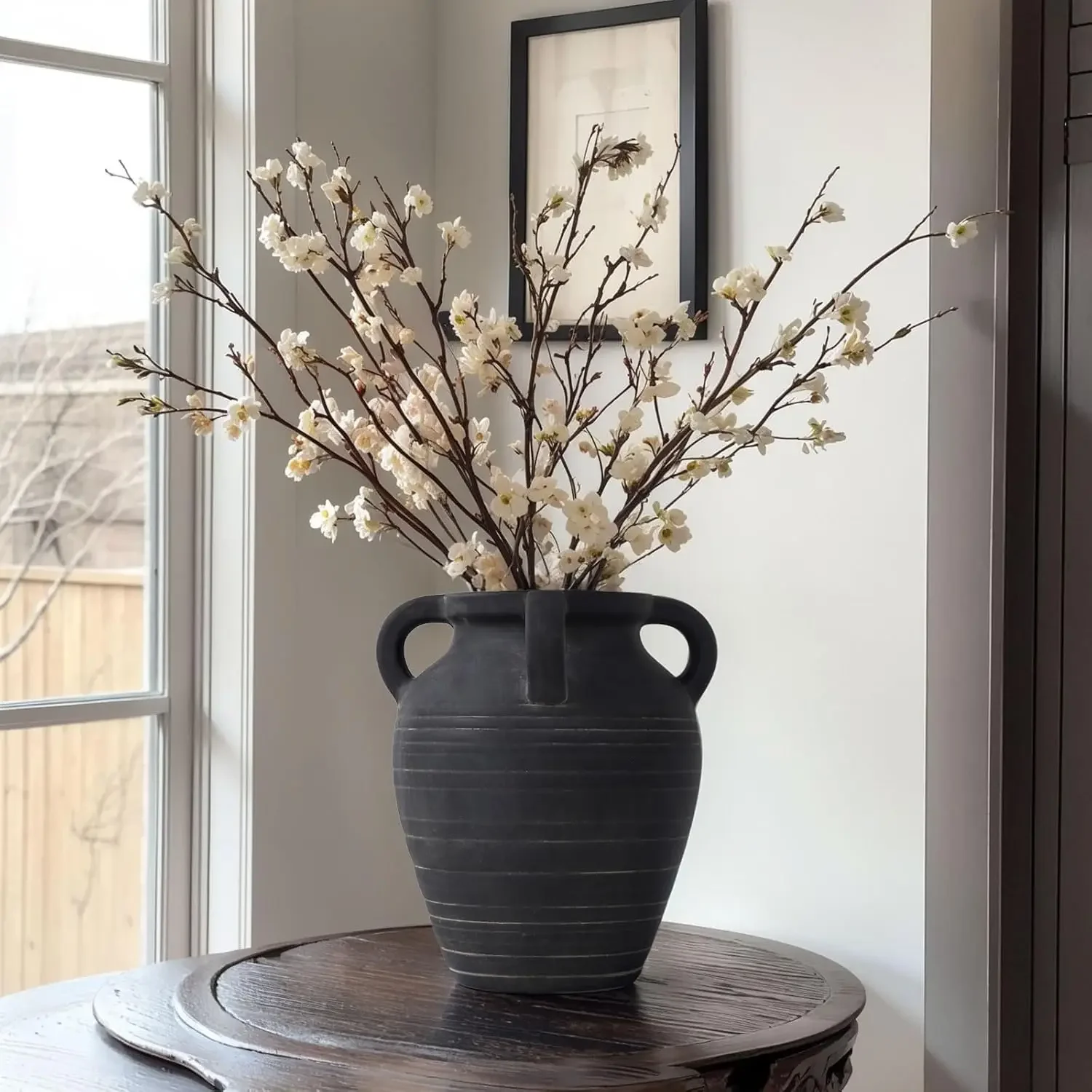 Matte Black Terracotta Vase Tall Wide Mouth Four Ear Rustic Vintage Home Living Room Table Fireplace Decor
Matte Black Terracotta Vase Tall Wide Mouth Four Ear Rustic Vintage Home Living Room Table Fireplace Decor