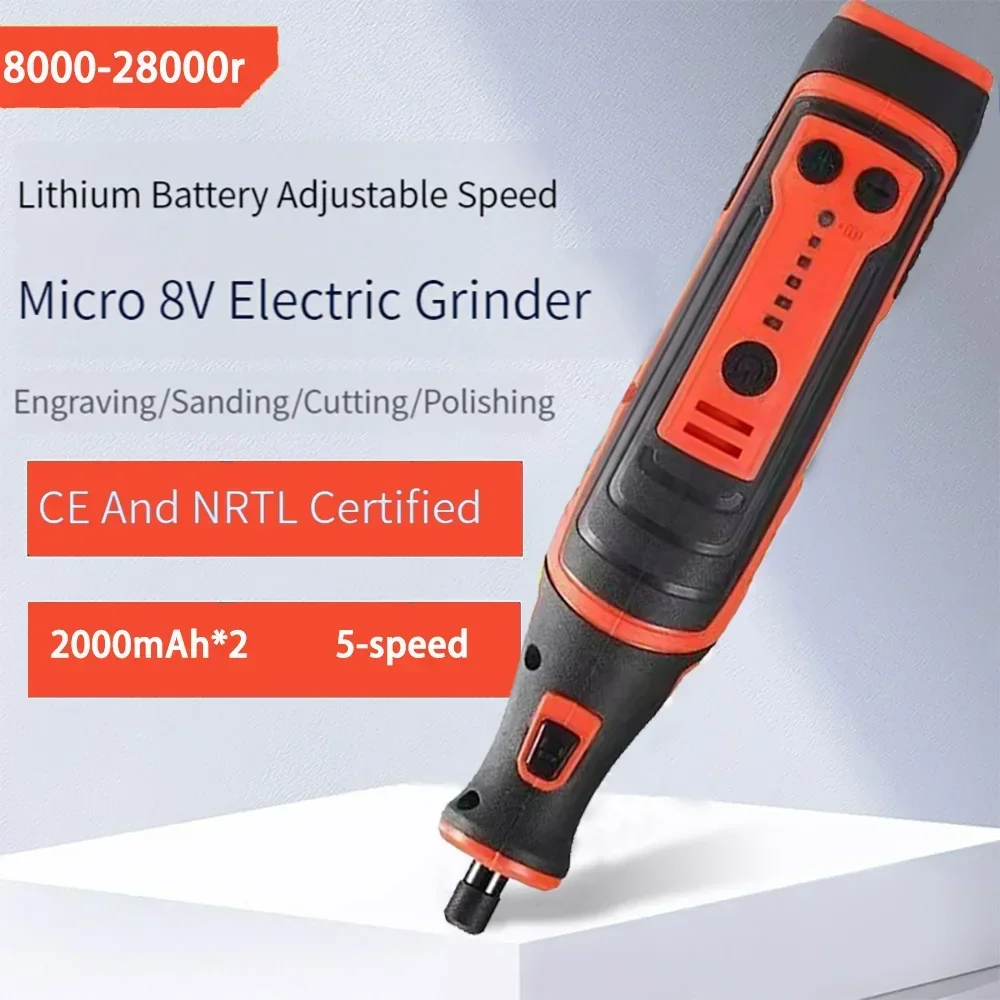 Cordless Electric Drill 2000mAh 8000-28000r 8V DC Engraving Pen Mini Engraver Wireless Grinding Drilling Machine Rotary Tool
Cordless Electric Drill 2000mAh 8000-28000r 8V DC Engraving Pen Mini Engraver Wireless Grinding Drilling Machine Rotary Tool