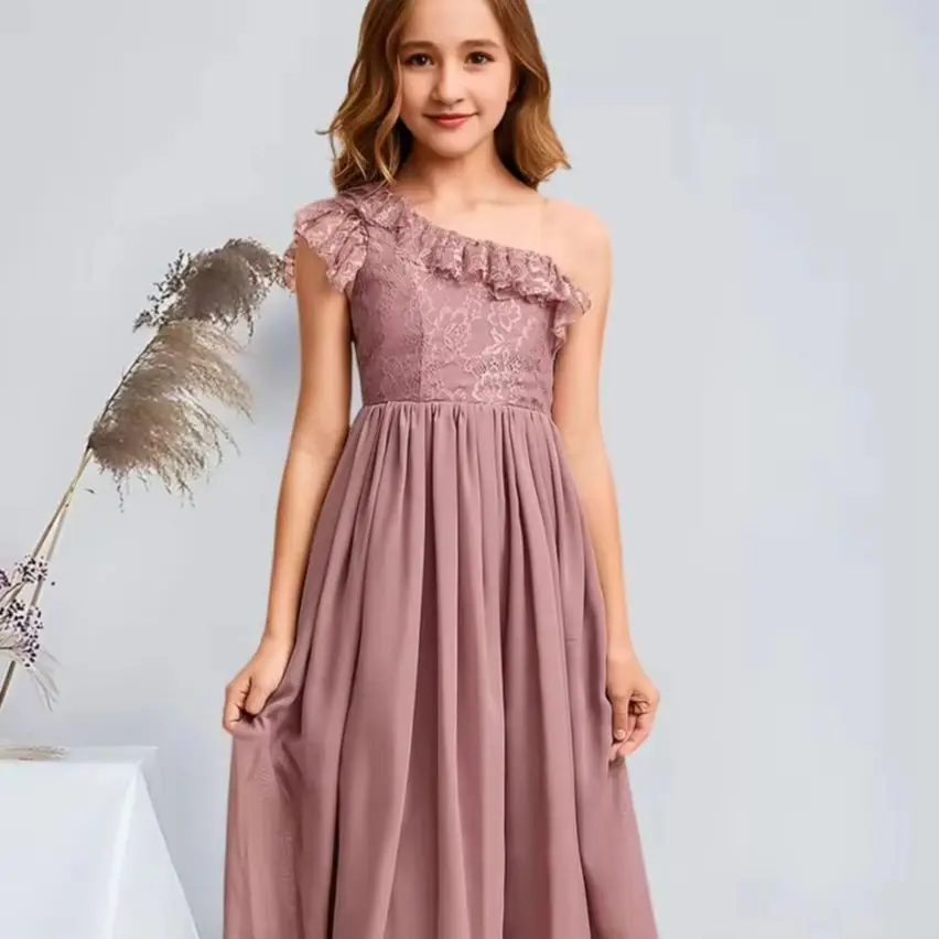 WWA Kids A-Line One Shoulder Floor-Length Chiffon Lace Junior Bridesmaid Dresses Vintage Mauve Enchanting Flower Girl Dresses
WWA Kids A-Line One Shoulder Floor-Length Chiffon Lace Junior Bridesmaid Dresses Vintage Mauve Enchanting Flower Girl Dresses