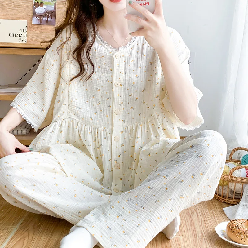 Summer Thin Cotton Maternity Nursing Sleepwear Short Sleeve Loose Breastfeeding Pajamas Suits Pregnancy Lounge
Summer Thin Cotton Maternity Nursing Sleepwear Short Sleeve Loose Breastfeeding Pajamas Suits Pregnancy Lounge