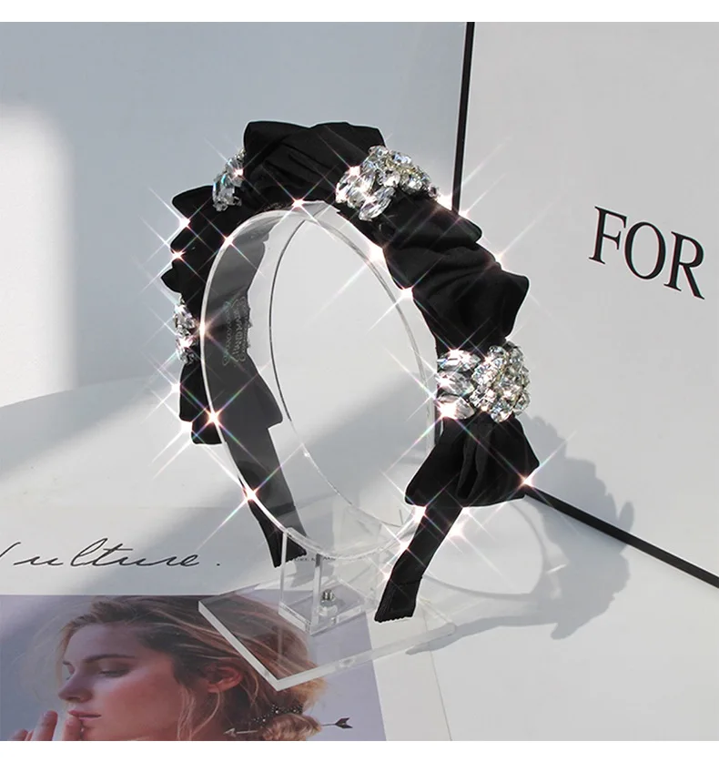 Luxury Brand Design Women Black Satin Bow Rhinestone Hairbands Elegant Ladies Fancy Show Party Wide Satin Fabric Hair Jewelry
Luxury Brand Design Women Black Satin Bow Rhinestone Hairbands Elegant Ladies Fancy Show Party Wide Satin Fabric Hair Jewelry