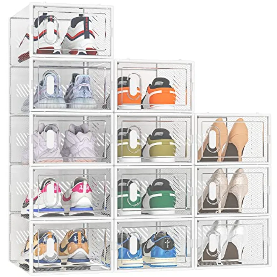 Shoe Storage, 12 Pack Shoe Organizer for Closet, Shoe Boxes Clear Plastic Stackable Shoe Containers with Lids for Size 10
Shoe Storage, 12 Pack Shoe Organizer for Closet, Shoe Boxes Clear Plastic Stackable Shoe Containers with Lids for Size 10