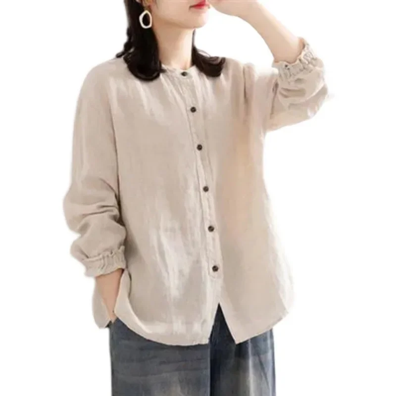 2024 Lady Literature Retro Autumn Cotton and Linen Shirt Loose Stand Collar Casual Long Sleeve Shirt
2024 Lady Literature Retro Autumn Cotton and Linen Shirt Loose Stand Collar Casual Long Sleeve Shirt