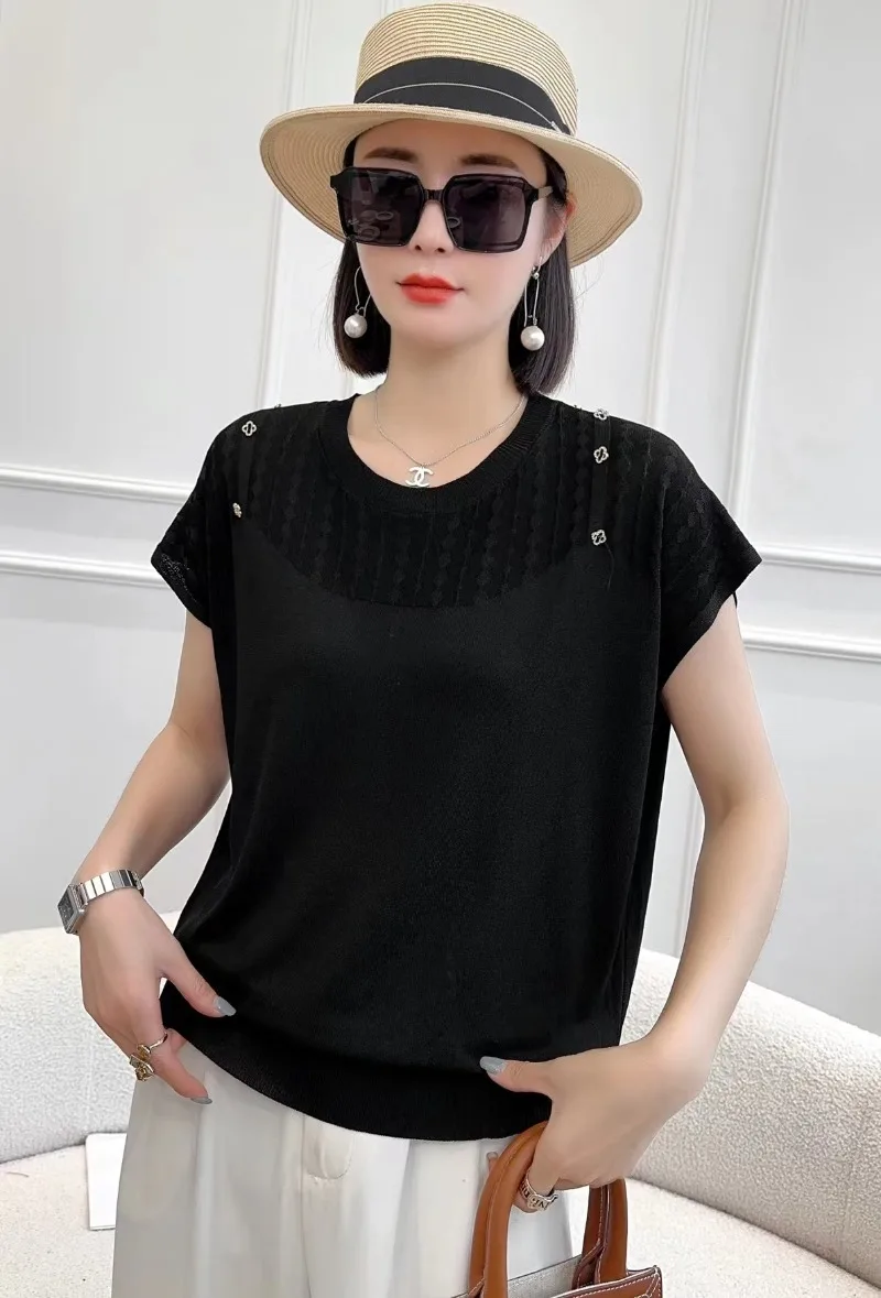 New Summer Ice Silk Knitted Top Women O-neck Short Sleeve Casual Loose Pullover Sweater Jumper Korean Fashion Clothing Oversized
New Summer Ice Silk Knitted Top Women O-neck Short Sleeve Casual Loose Pullover Sweater Jumper Korean Fashion Clothing Oversized