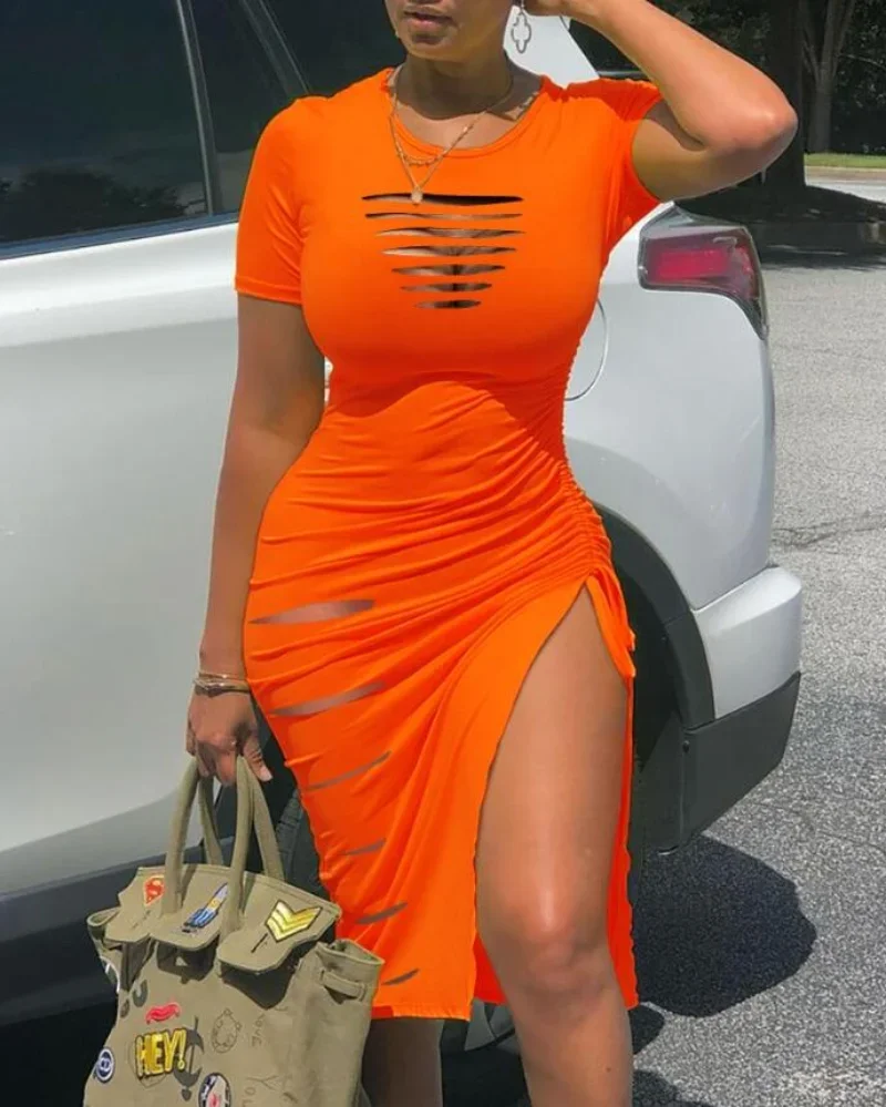 Ladder Cutout Drawstring Ruched High Slit Dress Hollow Out Solid Color Spring Summer High Waist Long Dress Women Sexy
Ladder Cutout Drawstring Ruched High Slit Dress Hollow Out Solid Color Spring Summer High Waist Long Dress Women Sexy