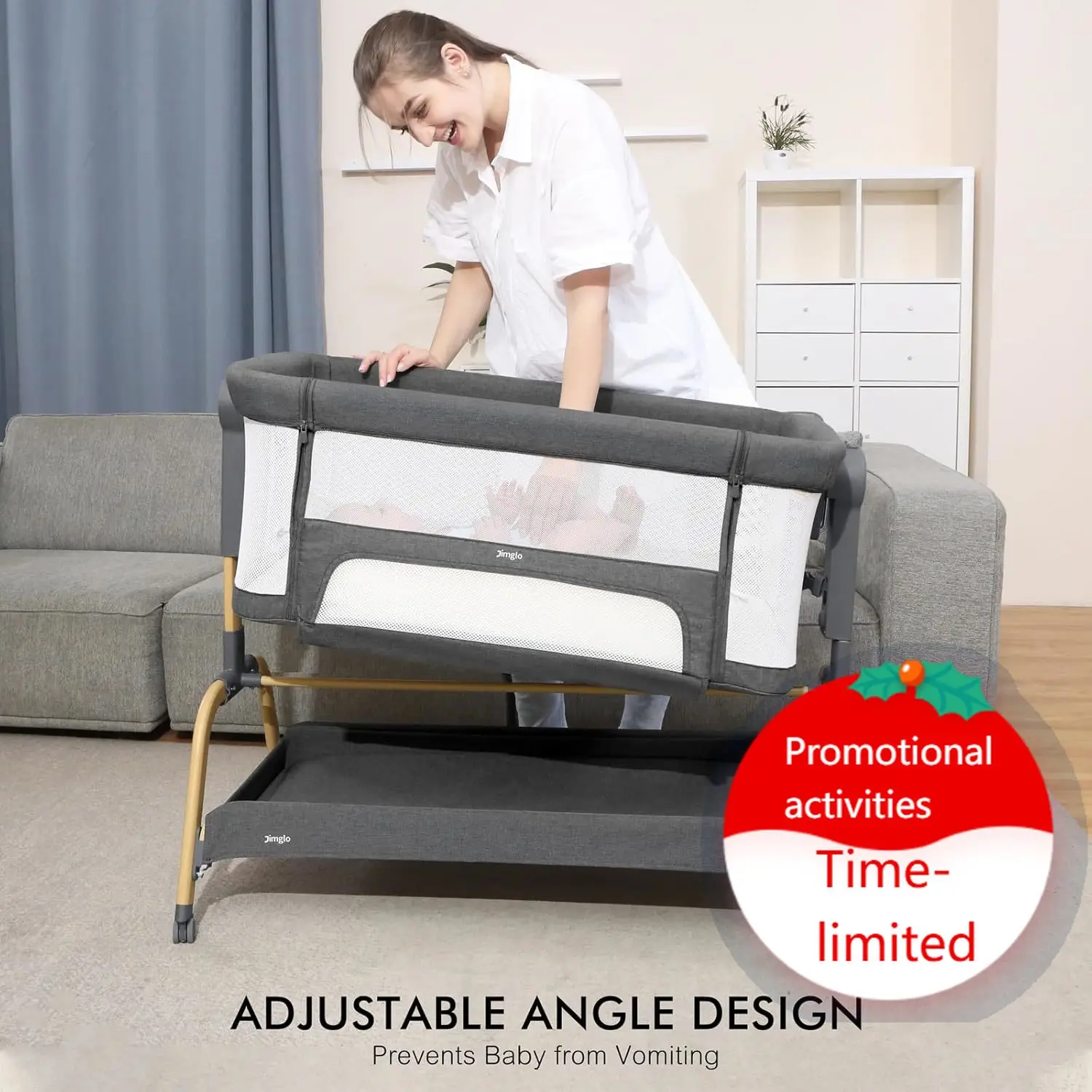 3 in 1 Baby Bassinet, Bedside Bassinet for Baby, Rocking Bassinet with Comfy Mattress and Wheels, 6 Height Adjustable Easy Foldi
3 in 1 Baby Bassinet, Bedside Bassinet for Baby, Rocking Bassinet with Comfy Mattress and Wheels, 6 Height Adjustable Easy Foldi