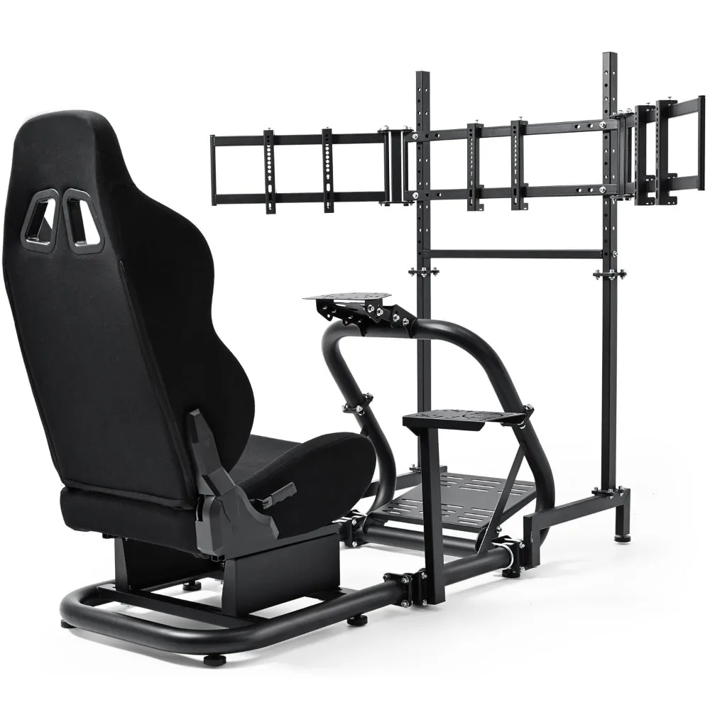 Dardoo Racing Simulator Cockpit with Triple Monitor Stand and Black Seat Compatible with Logitech/Thrustmaster No Steering Wheel
Dardoo Racing Simulator Cockpit with Triple Monitor Stand and Black Seat Compatible with Logitech/Thrustmaster No Steering Wheel