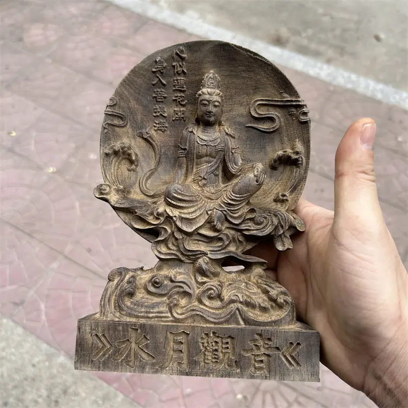 Antique wood carving water and moon Guanyin Bodhisattva Zen inspired ornaments home and living room decoration handicrafts
Antique wood carving water and moon Guanyin Bodhisattva Zen inspired ornaments home and living room decoration handicrafts