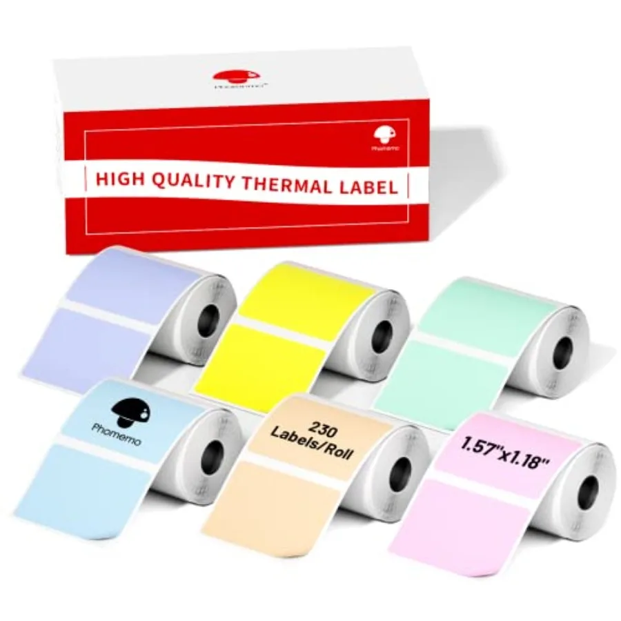 Sticker Labels 1.57"x1.18" 40x30mm 6 Rolls for M110/M110S/M120/M200/M220 Printer - Pink/Blue/Khaki/Green/Yellow/Purple for Smal
Sticker Labels 1.57"x1.18" 40x30mm 6 Rolls for M110/M110S/M120/M200/M220 Printer - Pink/Blue/Khaki/Green/Yellow/Purple for Smal