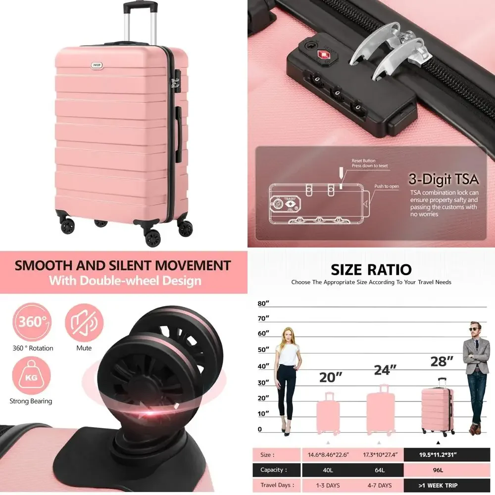 Легкий чемодан из твердого АБС-пластика с 4 универсальными колесами, замком TSA, большой размер 28 дюймов, розовый для путешествий
Легкий чемодан из твердого АБС-пластика с 4 универсальными колесами, замком TSA, большой размер 28 дюймов, розовый для путешествий