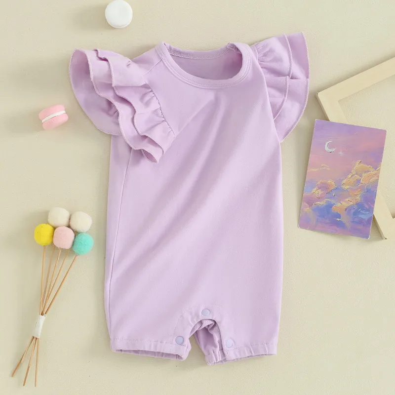 Baby Girls Jumpsuit, Fly Sleeve Crew Neck Solid Summer Romper Clothes for Casual Daily
Baby Girls Jumpsuit, Fly Sleeve Crew Neck Solid Summer Romper Clothes for Casual Daily