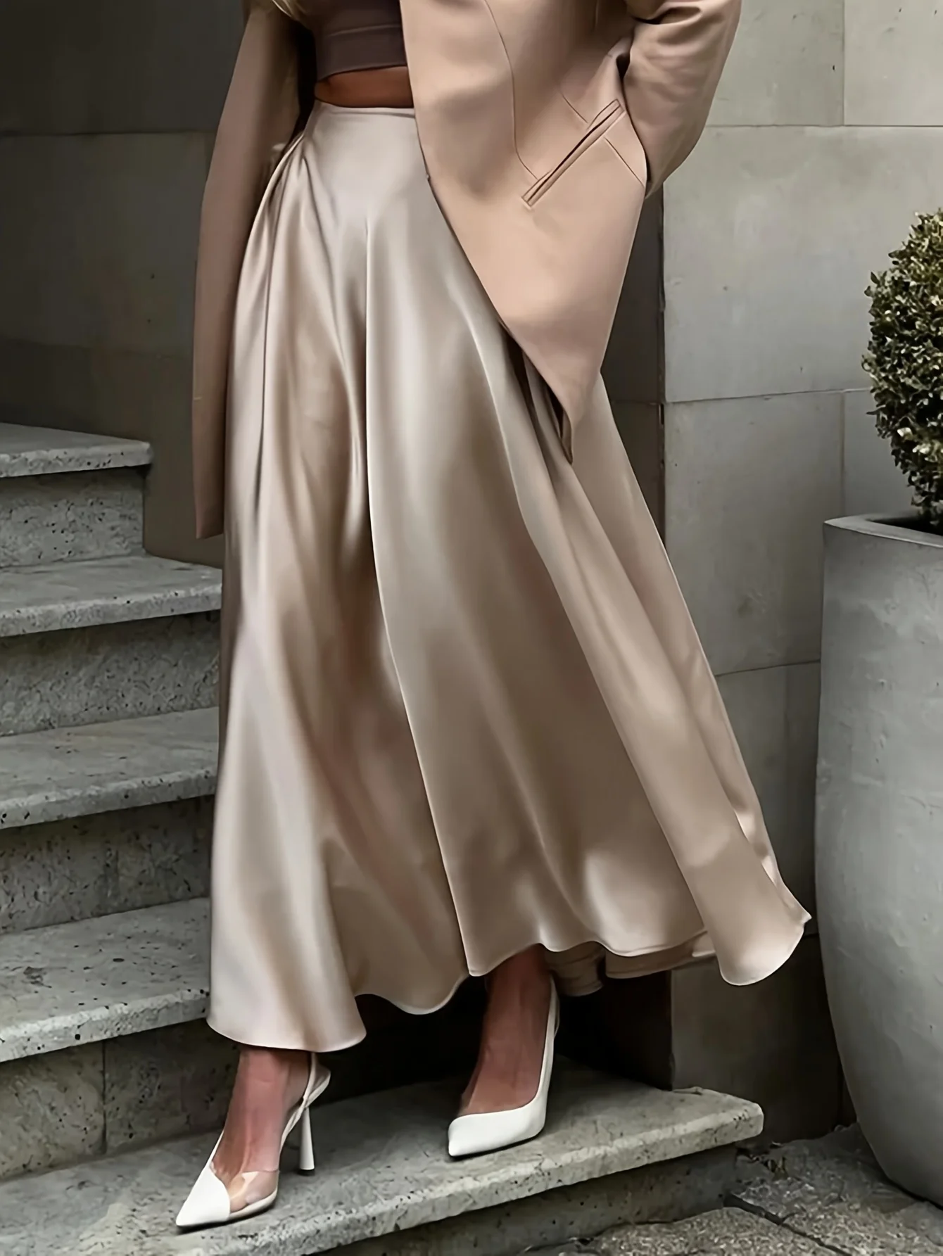 Элегантная юбка-миди с силуэтом трапециевидной формы, однотонная полуюбка премиум-класса для делового отдыха, романтических мероприятий
Элегантная юбка-миди с силуэтом трапециевидной формы, однотонная полуюбка премиум-класса для делового отдыха, романтических мероприятий