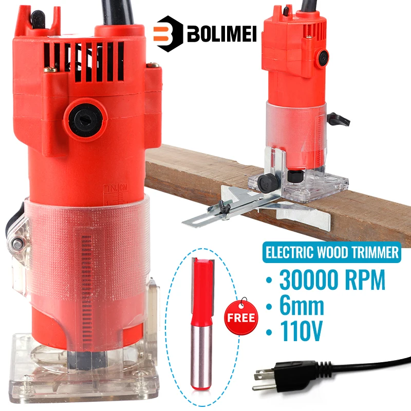 BOLIMEI M1P-3073 800W 30000R/MIN Electric Hand Trimmer Wood Routers Woodworking Joiner for Wood Chamfering or Digging
BOLIMEI M1P-3073 800W 30000R/MIN Electric Hand Trimmer Wood Routers Woodworking Joiner for Wood Chamfering or Digging