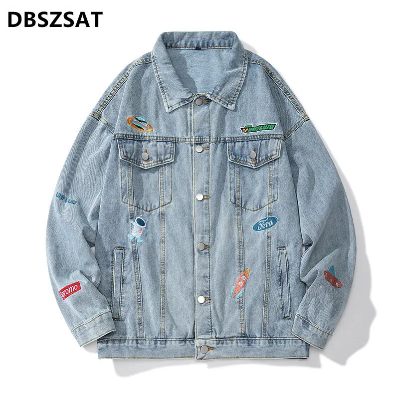 High Quality Spring Autumn Jeans Jacket Men Vintage Blue Turn Down Collar Denim Jacket Men Embroidery Patch Design Jeans Coat
High Quality Spring Autumn Jeans Jacket Men Vintage Blue Turn Down Collar Denim Jacket Men Embroidery Patch Design Jeans Coat