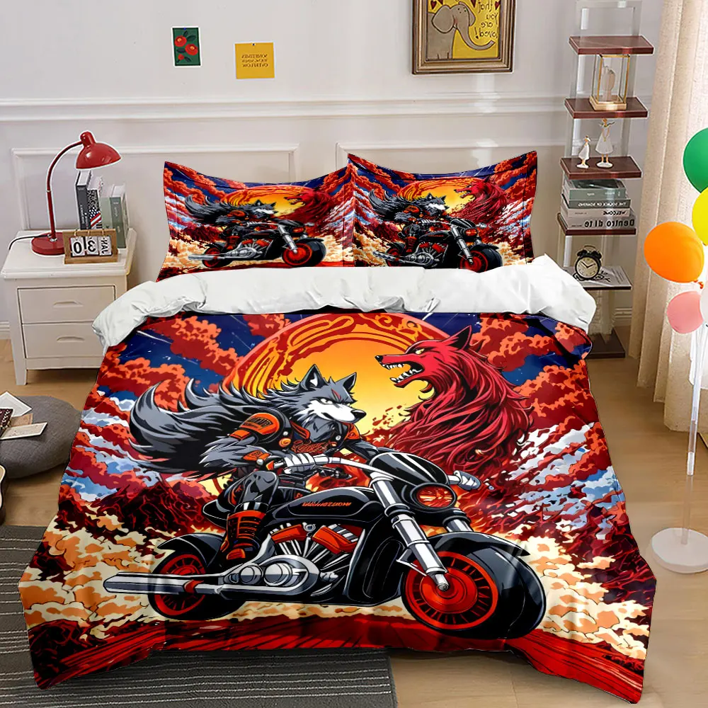 Wolf on motorcycle with fiery backdrop Print Bedding Set 1 Duvet Cover 2 Pillowcases for Adult and Children Luxury Gift
Wolf on motorcycle with fiery backdrop Print Bedding Set 1 Duvet Cover 2 Pillowcases for Adult and Children Luxury Gift