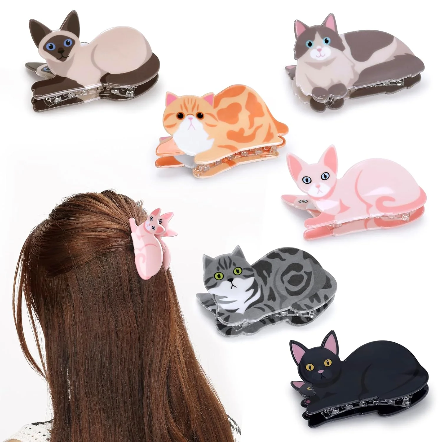 1pc/6pcs Adorable Cat Series Hair Claw Clip Acetate Hair Accessory Durable And Resistant to Drops Cute Small Animal Headwear
1pc/6pcs Adorable Cat Series Hair Claw Clip Acetate Hair Accessory Durable And Resistant to Drops Cute Small Animal Headwear