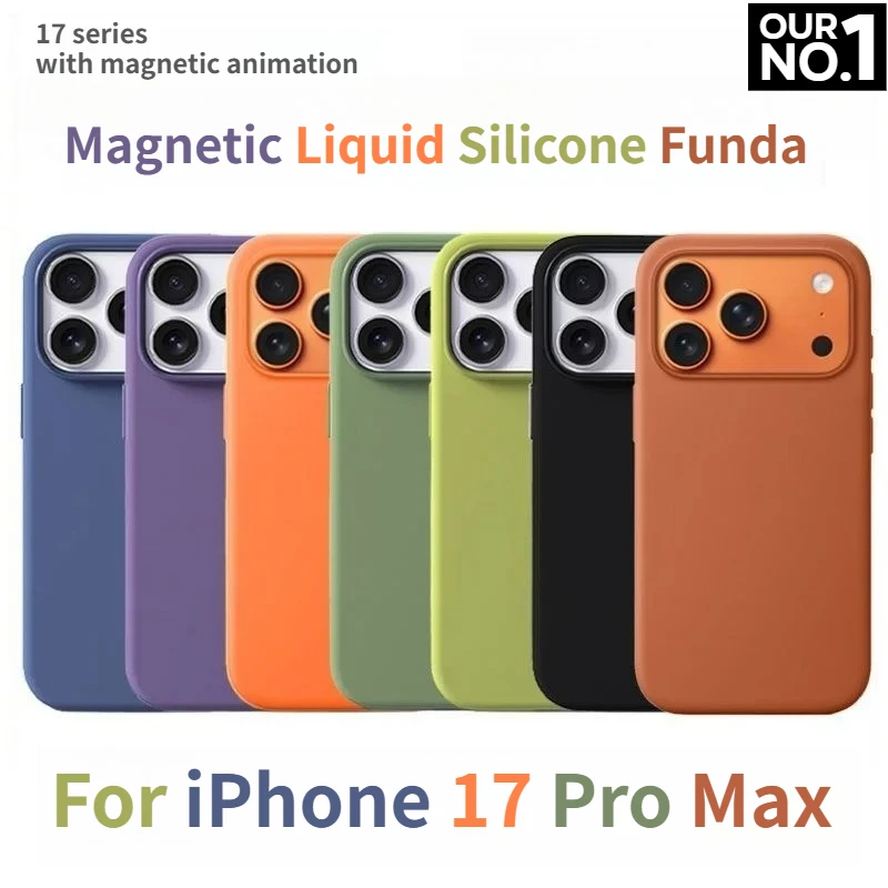 Original 1:1 Liquid Silicone Funda for IPhone 17 16 15 14 13 Pro Max Official for Magsafe Magnetic Wireless Charge Case No Logo
Original 1:1 Liquid Silicone Funda for IPhone 17 16 15 14 13 Pro Max Official for Magsafe Magnetic Wireless Charge Case No Logo