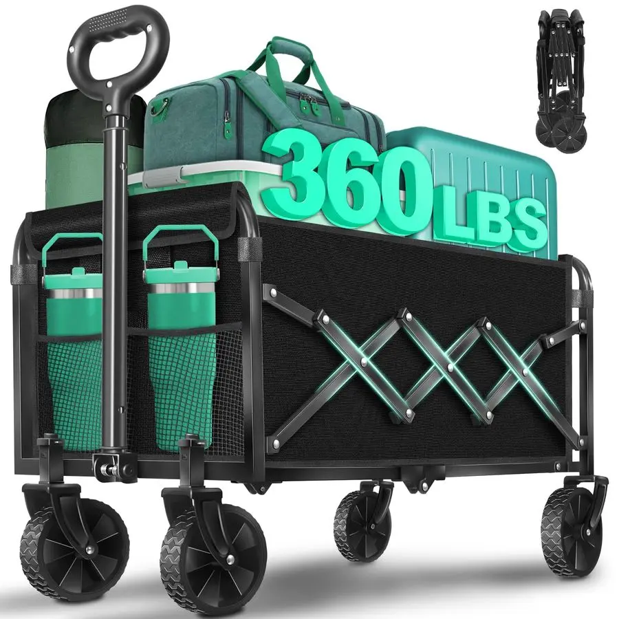 Wagon Cart with Wheels Foldable 360LBS Heavy Duty Folding Utility Wagon Portable All Terrain Grocery Wagon Cart for Groceries Sh
Wagon Cart with Wheels Foldable 360LBS Heavy Duty Folding Utility Wagon Portable All Terrain Grocery Wagon Cart for Groceries Sh