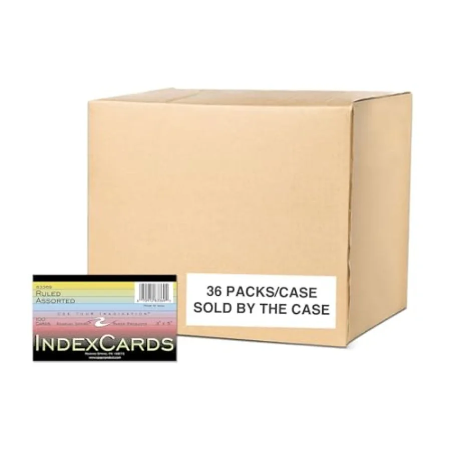 Colored Inde Cards,,Smooth 100# Index Paper, Ruled on Front, Blank on Back, 3 Colors Pack of 36
Colored Inde Cards,,Smooth 100# Index Paper, Ruled on Front, Blank on Back, 3 Colors Pack of 36