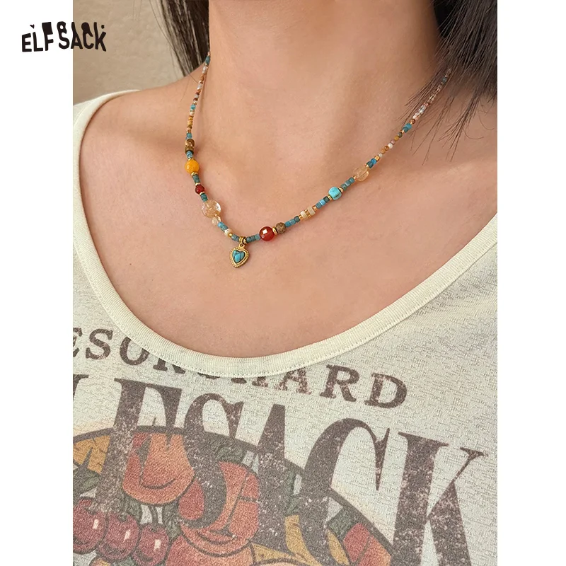 ELFSACK Women's Colorful Beaded Choker Necklace, Turquoise Heart Pendant Boho Chain with Amber Accent for Summer, Jewelry
ELFSACK Women's Colorful Beaded Choker Necklace, Turquoise Heart Pendant Boho Chain with Amber Accent for Summer, Jewelry