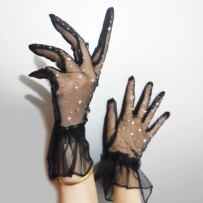 Women Sexy Shiny Rhinestones Thin Breathable Mesh Colorful Diamond Short Tulle Gloves Party Cosplay Photography Accessories
Women Sexy Shiny Rhinestones Thin Breathable Mesh Colorful Diamond Short Tulle Gloves Party Cosplay Photography Accessories