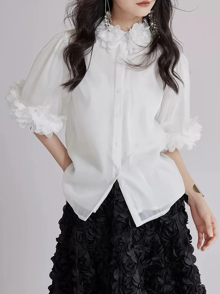 Heavy design sense three-dimensional petals short sleeve single-breasted loose shirt 2025 summer new fashion Joker blouse
Heavy design sense three-dimensional petals short sleeve single-breasted loose shirt 2025 summer new fashion Joker blouse