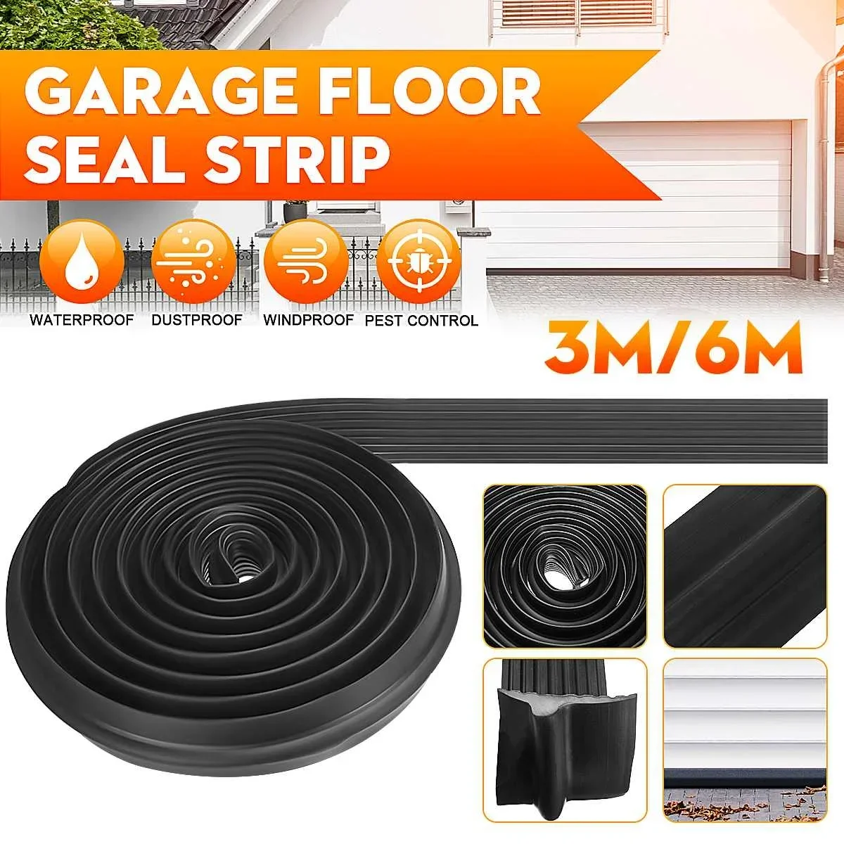3/6m 80x25mm Garage Door Bottom Seal Strip Weatherstrip Electric Door Bottom Sealing Strips Waterproof Anti-Noise
3/6m 80x25mm Garage Door Bottom Seal Strip Weatherstrip Electric Door Bottom Sealing Strips Waterproof Anti-Noise
