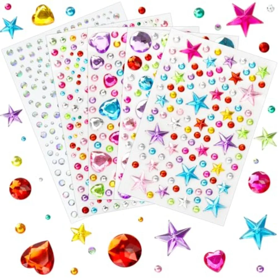 Gem Stickers Rhinestones for Crafts Scrapbook Supplies, Sparkling Cute Star Heart Round Small Stickers, Glitter Jewels Bedazzli
Gem Stickers Rhinestones for Crafts Scrapbook Supplies, Sparkling Cute Star Heart Round Small Stickers, Glitter Jewels Bedazzli