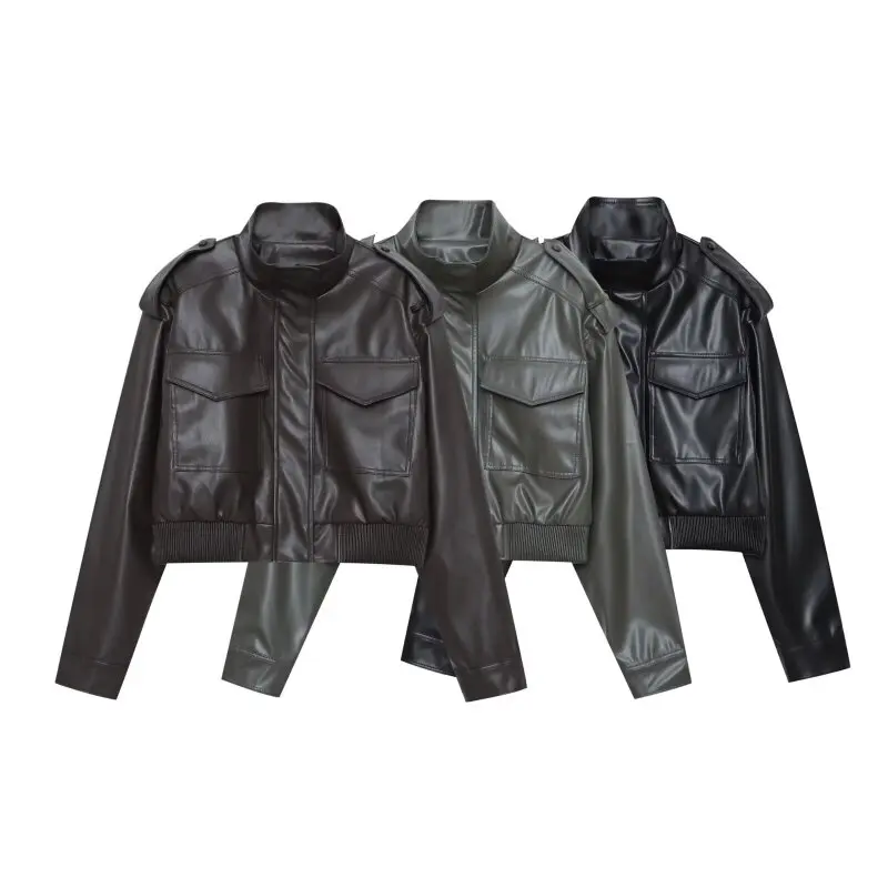 Women's Spring Cool Girl Stand Collar Faux Leather Jacket, 3 Colors Available, Windproof and Comfortable for Daily Outings
Women's Spring Cool Girl Stand Collar Faux Leather Jacket, 3 Colors Available, Windproof and Comfortable for Daily Outings 