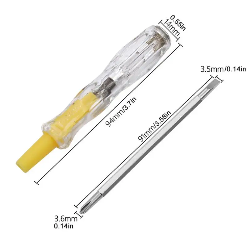 3Pcs Double-Headed Screwdriver Tester Pen Electrical Test Pen 100-500V Electric Tester Multifunctional Test Pencil Slotted