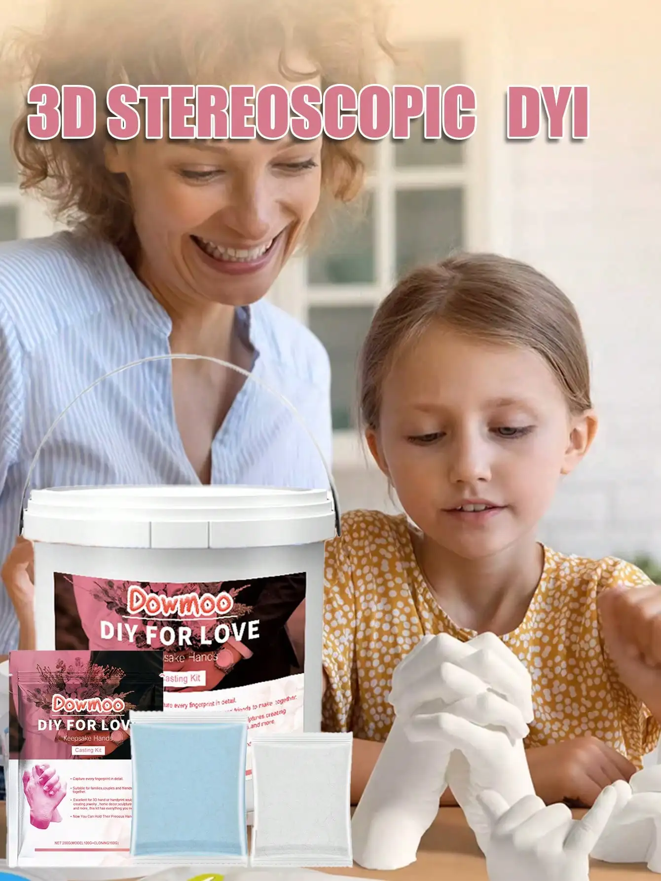 1 Set Couple Hand Mold DIY Kit, Clone Powder for 3D Hand & Foot Molds. Kids DIY Toy & Craft Souvenir. For Parties, Halloween, Christmas, Birthdays, Gifts.
1 Set Couple Hand Mold DIY Kit, Clone Powder for 3D Hand & Foot Molds. Kids DIY Toy & Craft Souvenir. For Parties, Halloween, Christmas, Birthdays, Gifts.