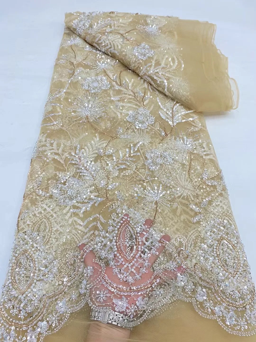 African Nigerian Latest High Quality Lace Fabric With Sequins Tulle Sewing Guipure Embroidery Dresses Beads Stone 5yards DP0217
African Nigerian Latest High Quality Lace Fabric With Sequins Tulle Sewing Guipure Embroidery Dresses Beads Stone 5yards DP0217
