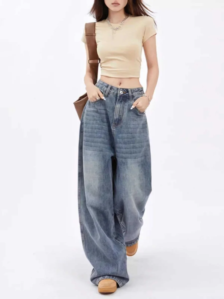 American Retro High Waist Wide Leg Jeans Women's Spring Autumn plus Size Loose Slim Straight Long Pants Casual Wear
American Retro High Waist Wide Leg Jeans Women's Spring Autumn plus Size Loose Slim Straight Long Pants Casual Wear