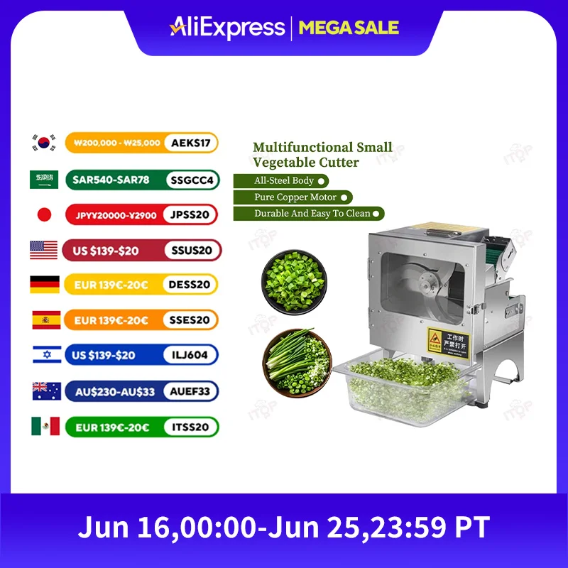 ITOP VC-C02 Vegetable Cutter Commercial Vegetable Cutting Machine Blade&Belt Dual Speed Controller 7cm Width Conveyor Belt
ITOP VC-C02 Vegetable Cutter Commercial Vegetable Cutting Machine Blade&Belt Dual Speed Controller 7cm Width Conveyor Belt