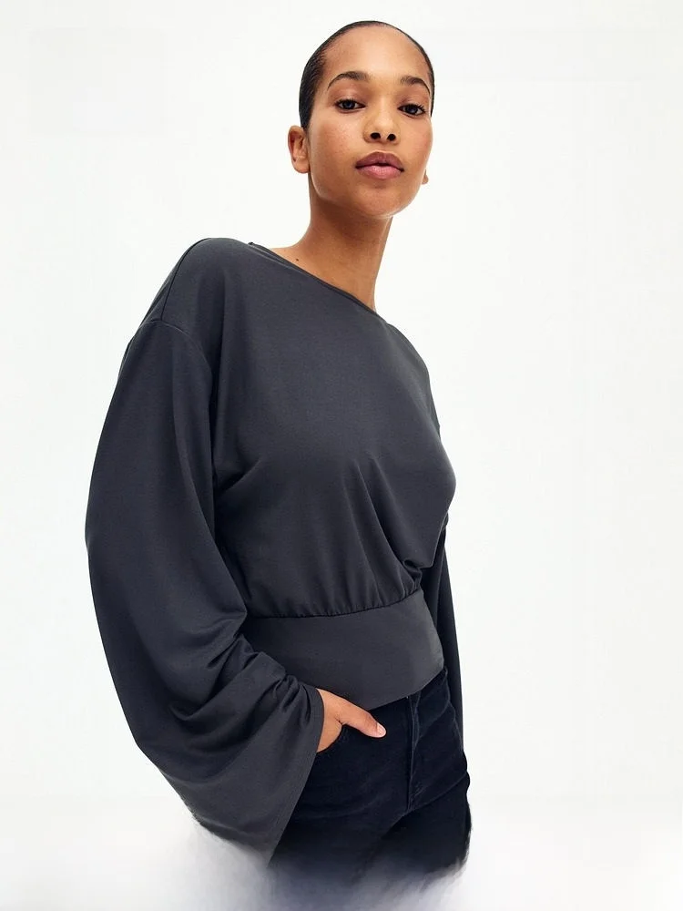 H&M Summer New Women's Pleated Sweat Cloth Top Casual Loose Fit Polyester Spandex Blend Regular Thickness Color T-shirt
H&M Summer New Women's Pleated Sweat Cloth Top Casual Loose Fit Polyester Spandex Blend Regular Thickness Color T-shirt