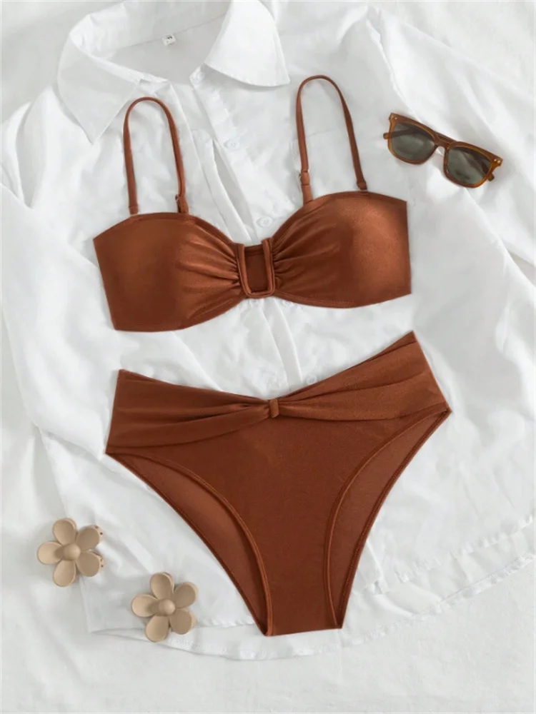 Sexy Brown Bow High Waist Bikini Set 2026 Women Metal U Neck Push Up Bra Two Piece Swimsuit Beach Bathing Suit Hoilday Swimwear
Sexy Brown Bow High Waist Bikini Set 2026 Women Metal U Neck Push Up Bra Two Piece Swimsuit Beach Bathing Suit Hoilday Swimwear