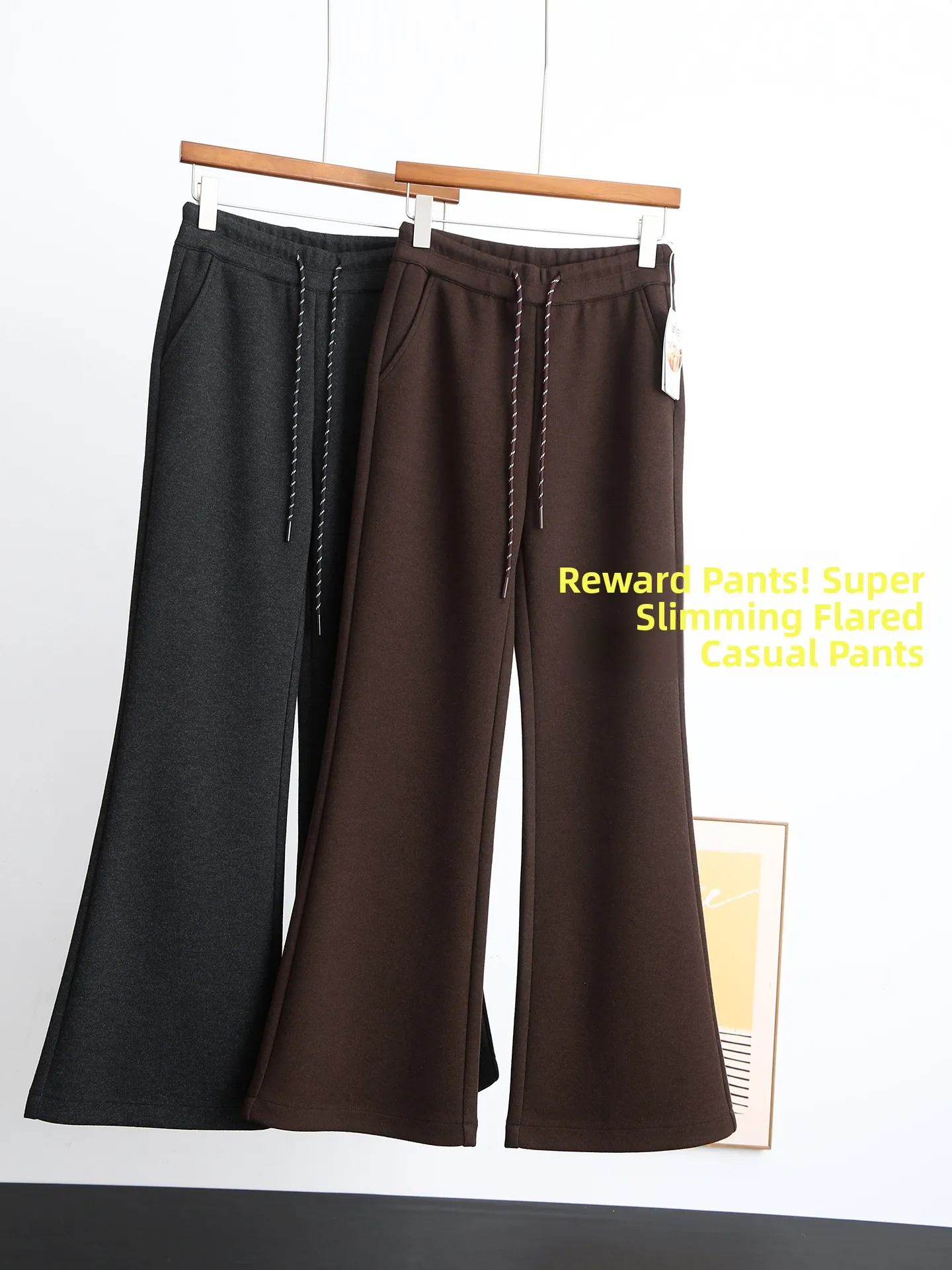 Women's Casual Trousers with Corduroy Drawstring High Waist Flared Legs Long Leg Illusion Viscose Drapey Winter Fashion
Women's Casual Trousers with Corduroy Drawstring High Waist Flared Legs Long Leg Illusion Viscose Drapey Winter Fashion