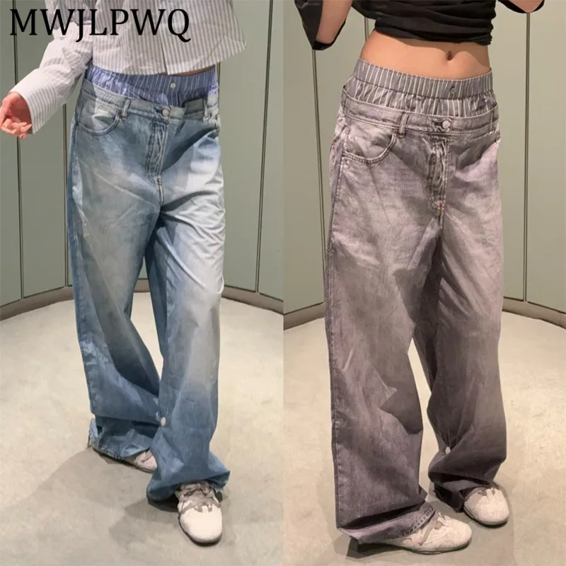 MWJLPWQ Midsummer Double Waistband Fake Two-Piece Straight-Leg Jeans Unisex High Street Breathable Male Wide Leg Trousers 16362
MWJLPWQ Midsummer Double Waistband Fake Two-Piece Straight-Leg Jeans Unisex High Street Breathable Male Wide Leg Trousers 16362