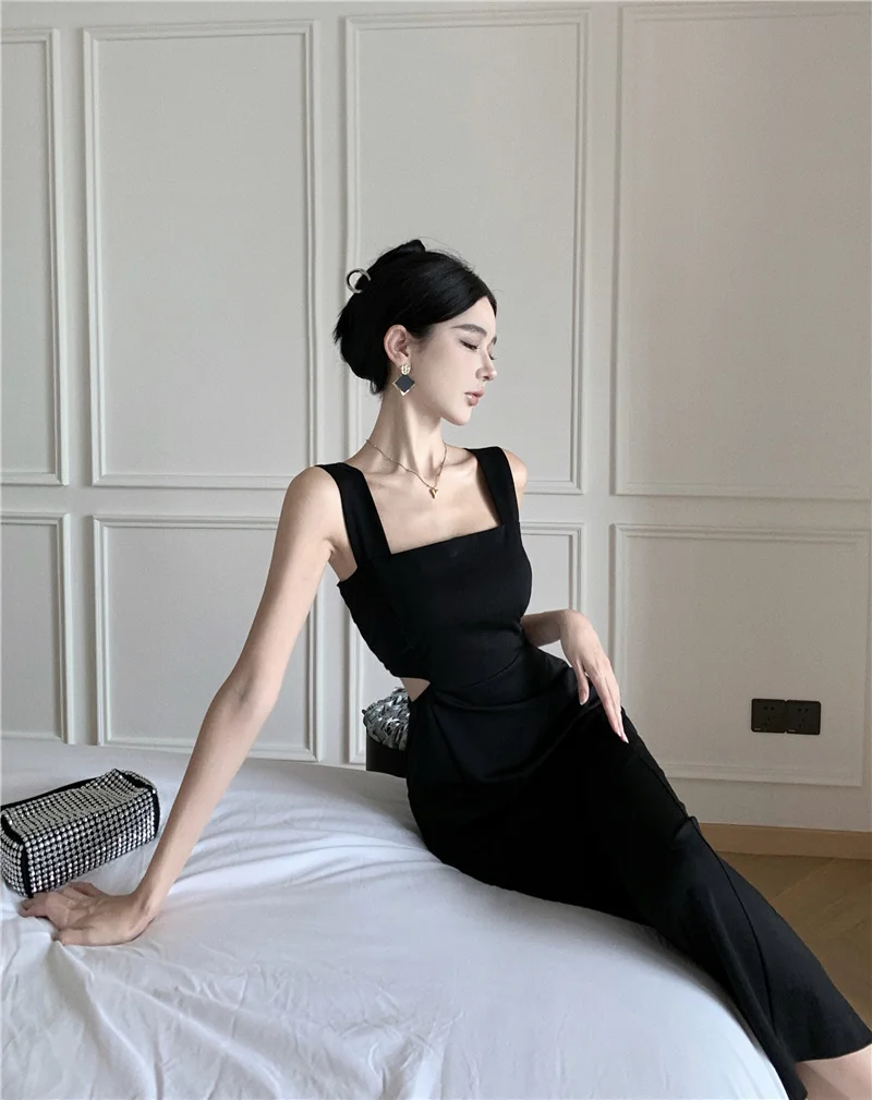 Sexy Hollow Out Elegant Party Black Midi Dresses for Women 2024 Summer New Korean Square Collar Sleeveless Female Clothing Robe
Sexy Hollow Out Elegant Party Black Midi Dresses for Women 2024 Summer New Korean Square Collar Sleeveless Female Clothing Robe