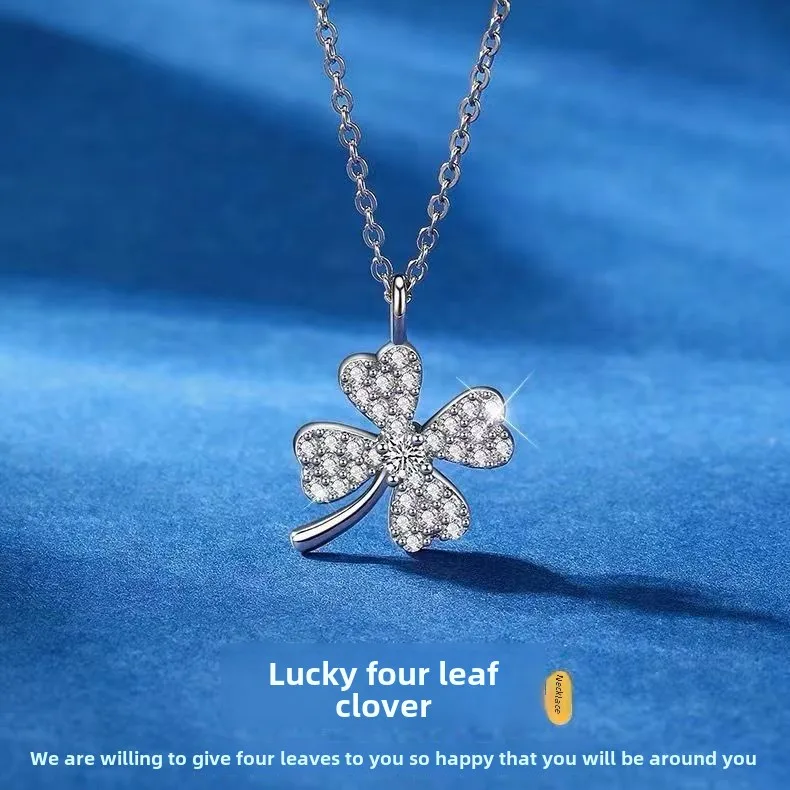 GRA Certified 0.5ct Moissanite Four-Leaf Clover Necklace in S925 Silver - Dainty & Lucky
GRA Certified 0.5ct Moissanite Four-Leaf Clover Necklace in S925 Silver - Dainty & Lucky