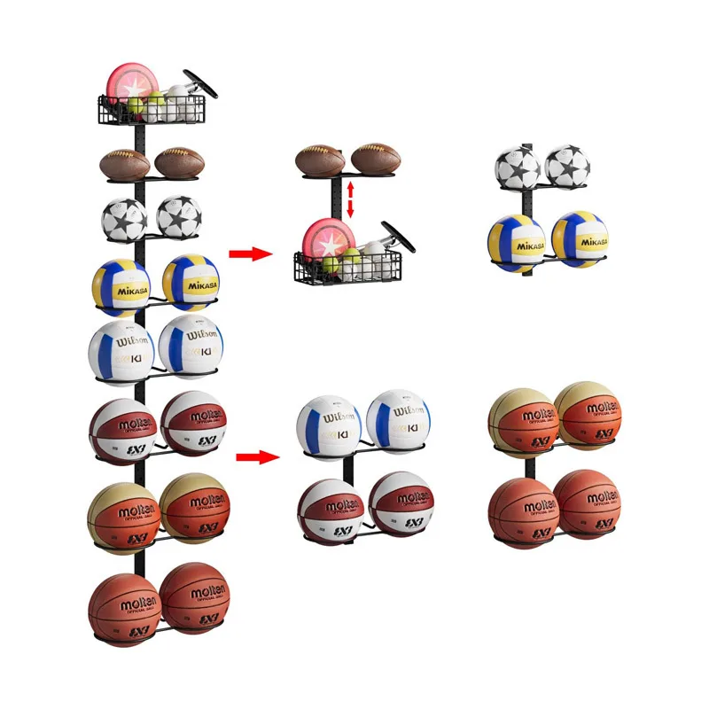 Cross-border indoor sports equipment rack Wall-mounted household ball rack Football volleyball Rugby art finishing rack
Cross-border indoor sports equipment rack Wall-mounted household ball rack Football volleyball Rugby art finishing rack