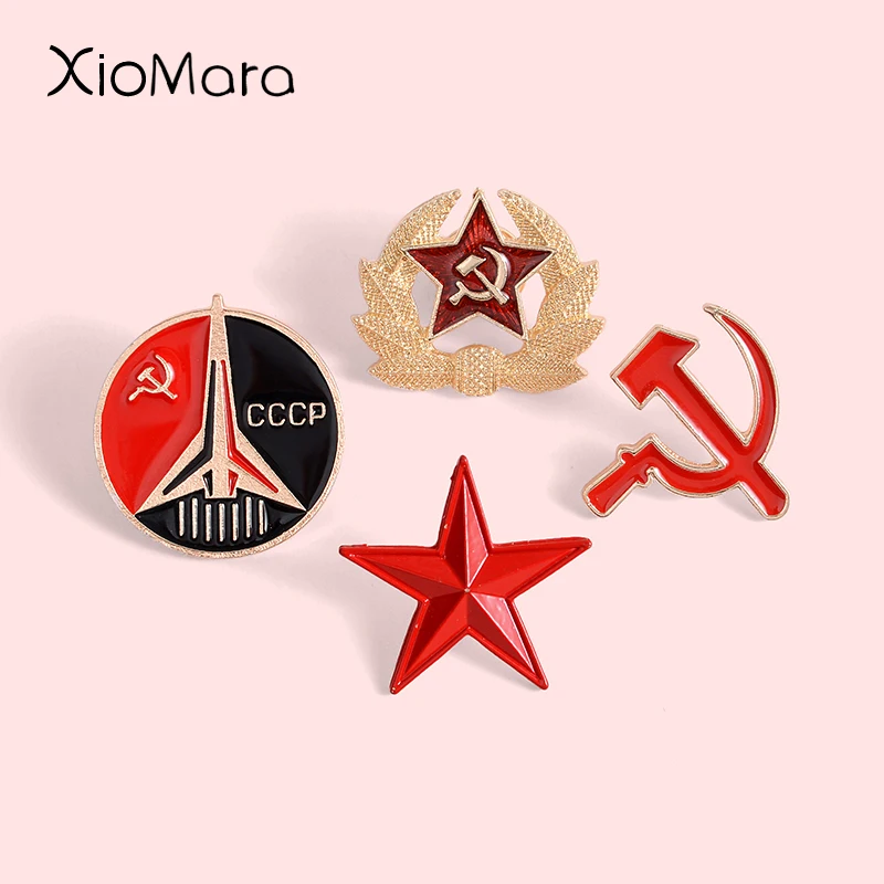 Retro Socialist Pointed Star Symbol Enamel Pin Red Star Sickle Hammer Cold War Brooches Gift Icon Badge Lapel Pin For Coat Cap
Retro Socialist Pointed Star Symbol Enamel Pin Red Star Sickle Hammer Cold War Brooches Gift Icon Badge Lapel Pin For Coat Cap