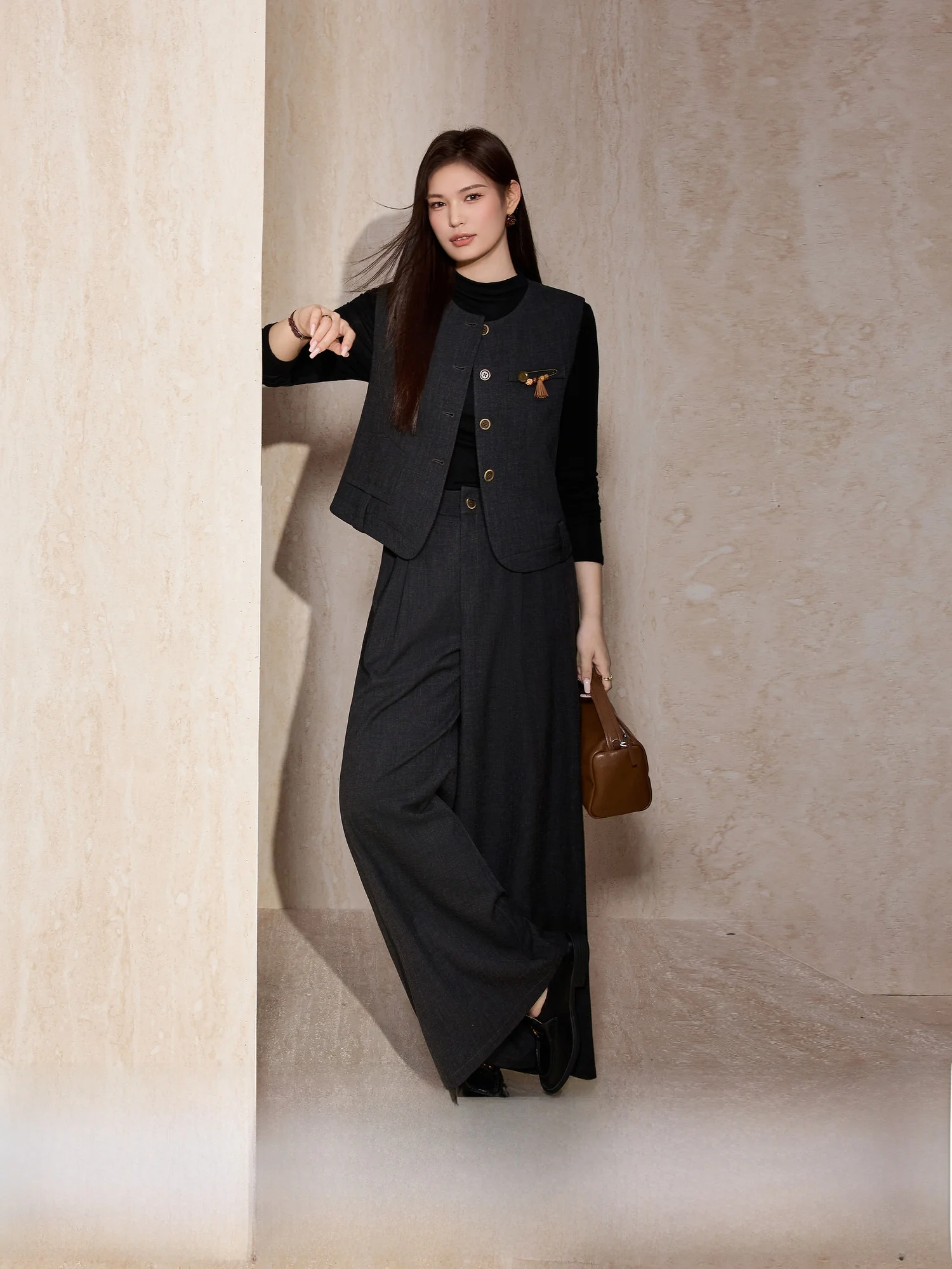 Blue Language Large Size Women's Chic Retro Vest Wide Leg Pants Set Ele High Waist Long Sve round Ne Two Piece Suit
Blue Language Large Size Women's Chic Retro Vest Wide Leg Pants Set Ele High Waist Long Sve round Ne Two Piece Suit