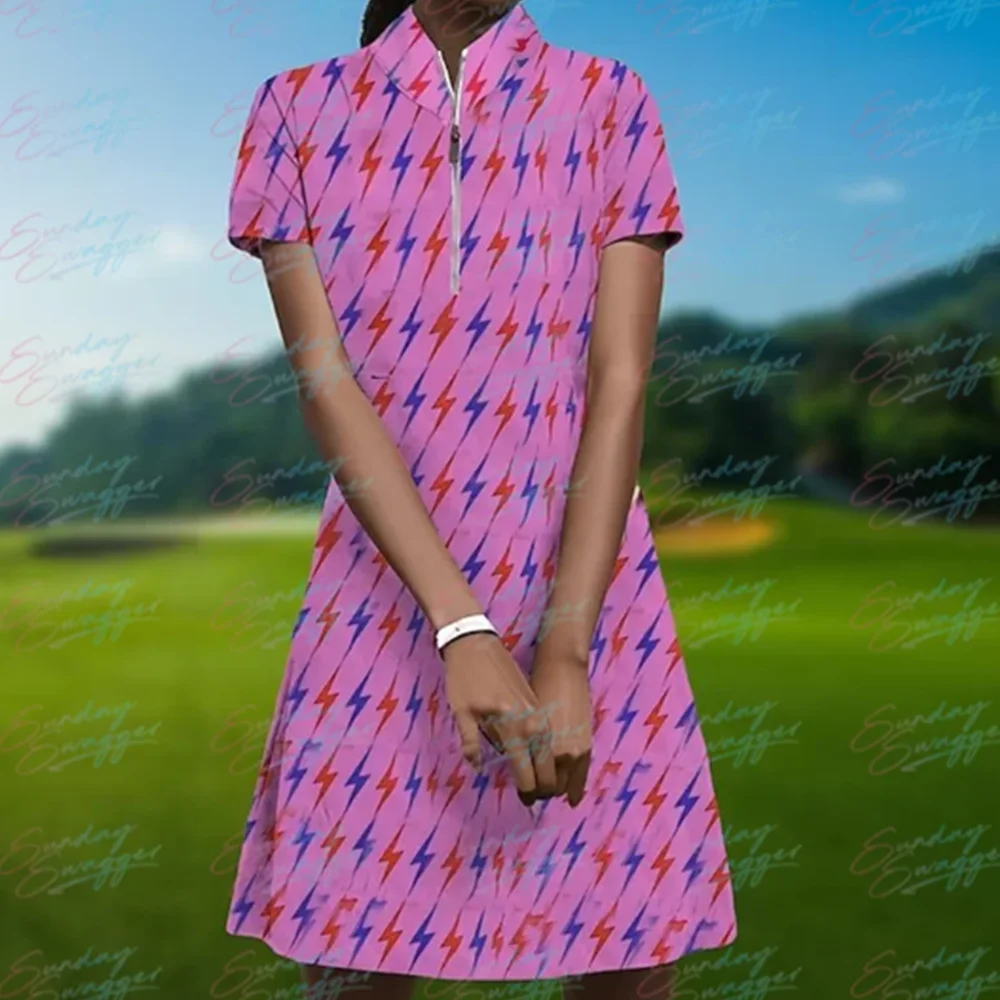 Summer women's new printed golf dress fitness comfortable short sleeve tennis dress leisure outdoor sports skirt.
Summer women's new printed golf dress fitness comfortable short sleeve tennis dress leisure outdoor sports skirt.