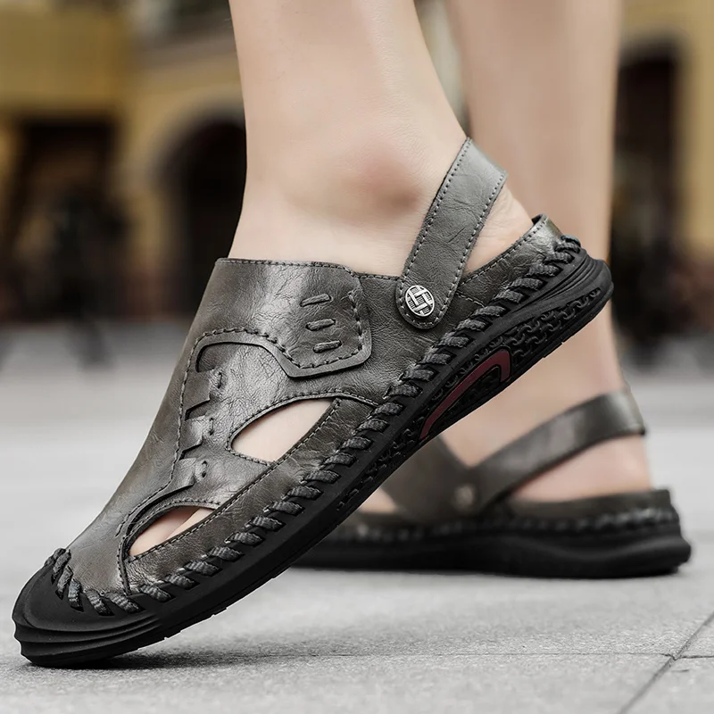 2025 Genuine Leather Men Shoes Summer New Large Size Sandals Fashion Boys Black Beach Water Slippers Big 38-46
2025 Genuine Leather Men Shoes Summer New Large Size Sandals Fashion Boys Black Beach Water Slippers Big 38-46