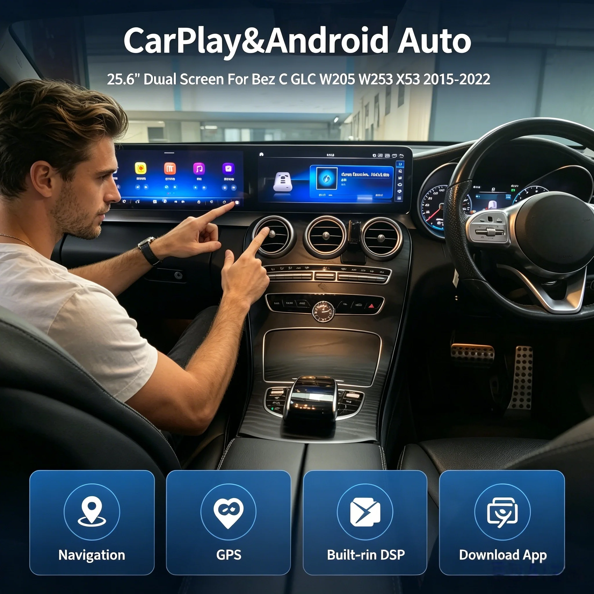25.6 Android RHD LHD CarPlay Auto Car Radio For Benz C GLC W205 W253 X253 2015-2022 GPS Navi Multimedia Stereo Player Head Unit
25.6 Android RHD LHD CarPlay Auto Car Radio For Benz C GLC W205 W253 X253 2015-2022 GPS Navi Multimedia Stereo Player Head Unit