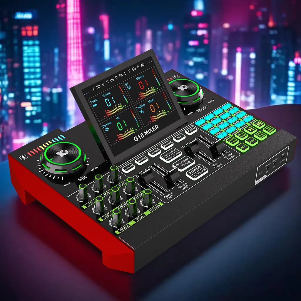 Tenlamp G10 Professional Karaoke Live Sound Card,5 Channel 48V Phantom Power with USB MP3 Game Audio Dj Mixer with Built-in Audio Interface, Soundboard Customizable Sounds Designed for Podcast Live Streaming and Gaming
Tenlamp G10 Professional Karaoke Live Sound Card,5 Channel 48V Phantom Power with USB MP3 Game Audio Dj Mixer with Built-in Audio Interface, Soundboard Customizable Sounds Designed for Podcast Live Streaming and Gaming