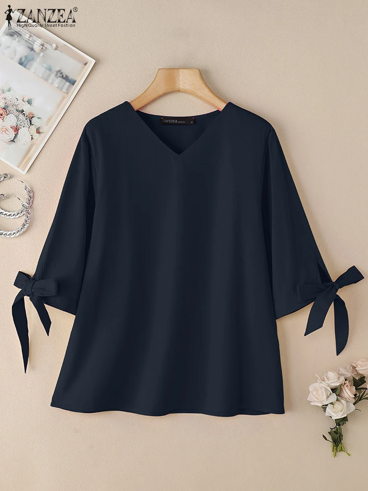 ZANZEA 3/4 Sleeve Casual Blouses Tied-Cuffs Solid Color Women's 2025 Summer Blusas Mujer Pure Cotton Holiday V-Neck Tunic Tops
ZANZEA 3/4 Sleeve Casual Blouses Tied-Cuffs Solid Color Women's 2025 Summer Blusas Mujer Pure Cotton Holiday V-Neck Tunic Tops