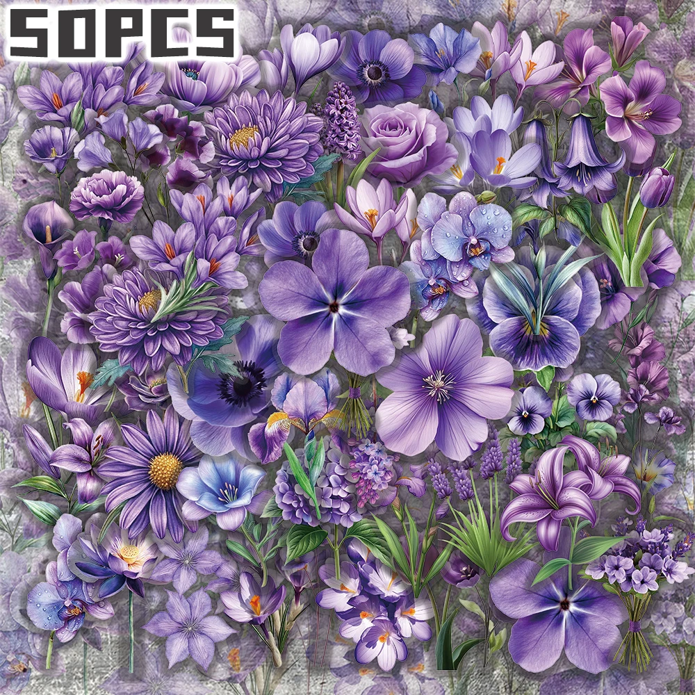 50pcs purple flowers themed transparent stickers non-repeating delicate decoration for holiday gift party decors home decor
50pcs purple flowers themed transparent stickers non-repeating delicate decoration for holiday gift party decors home decor