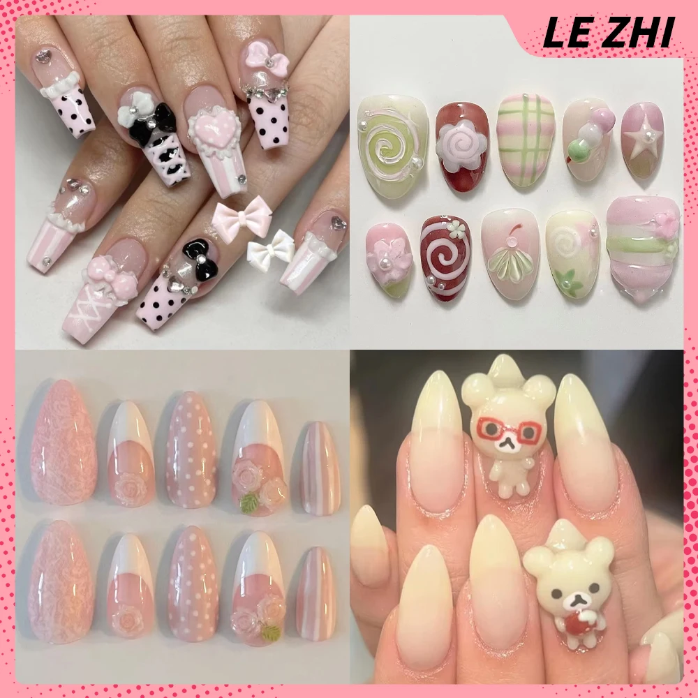 3D Cute Doll Pink Sweet Rilakkuma Handmade Press On Nails Shells Starfish Water Droplets Strawberry Flower Bowknot False Nails
3D Cute Doll Pink Sweet Rilakkuma Handmade Press On Nails Shells Starfish Water Droplets Strawberry Flower Bowknot False Nails